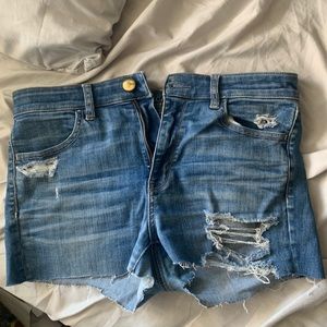 American Eagle high waisted ripped denim shorts